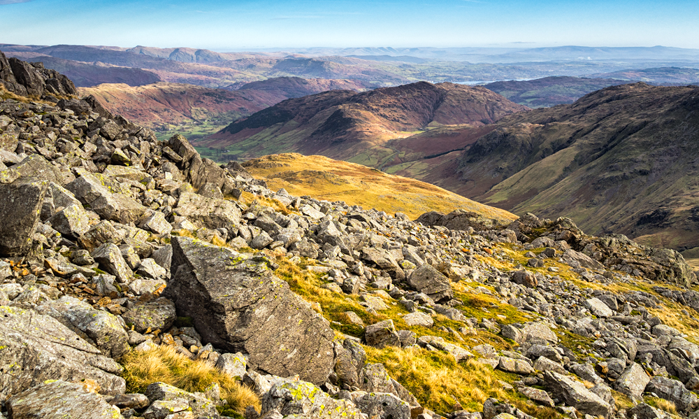 View whilst ascending Bowfell, The Lake District.